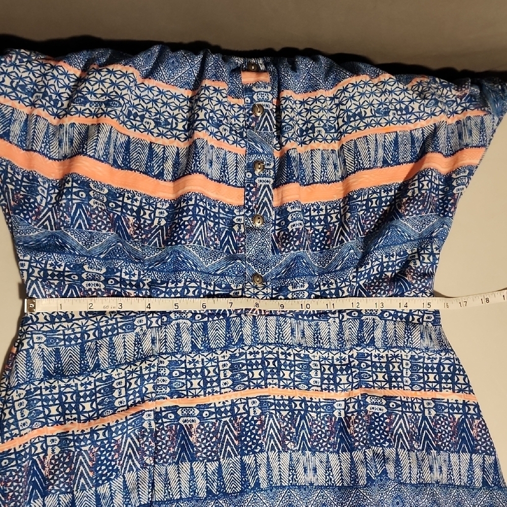 HeartSoul Blue and Orange Puff Sleeve Mini Dress - Picture 5 of 8
